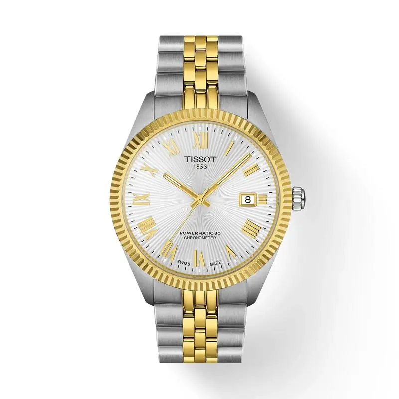 Tissot Ballade 39mm Two Tone Silver Dial Men`s Watch T156.408.22.033.00 - Dial: Silver, Band: Silver, Bezel: Gold