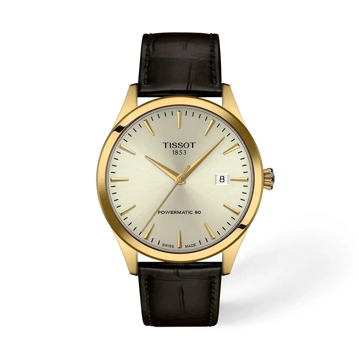Tissot Classic Dream Ivory Dial Gold-tone Men`s Watch T1584073626100 - Dial: Ivory, Band: Brown