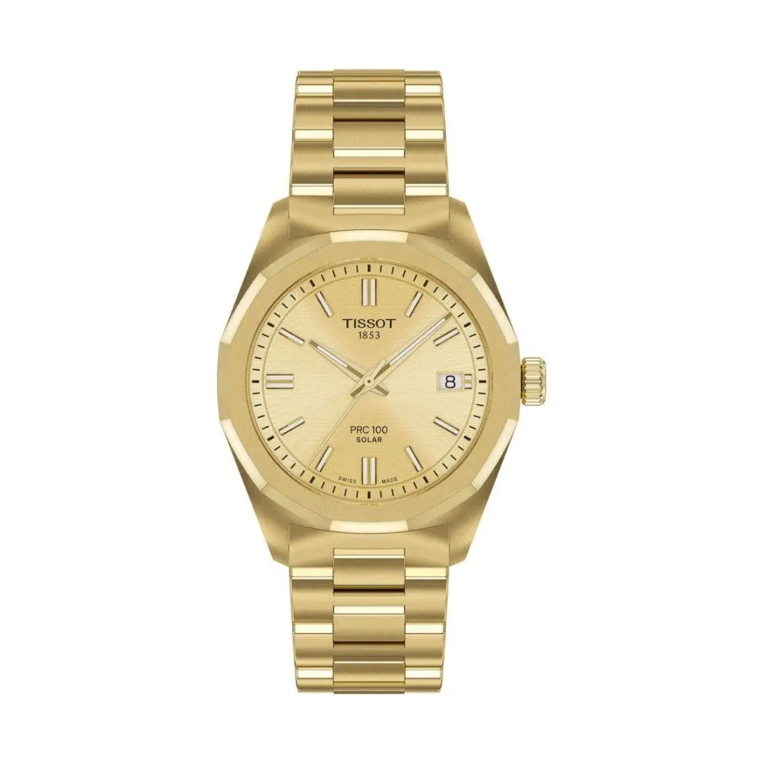 Tissot Prc 100 Solar Women`s Champagne Dial Quartz Watch T151.822.33.021.00 - Face: Champagne, Dial: Champagne, Band: Gold