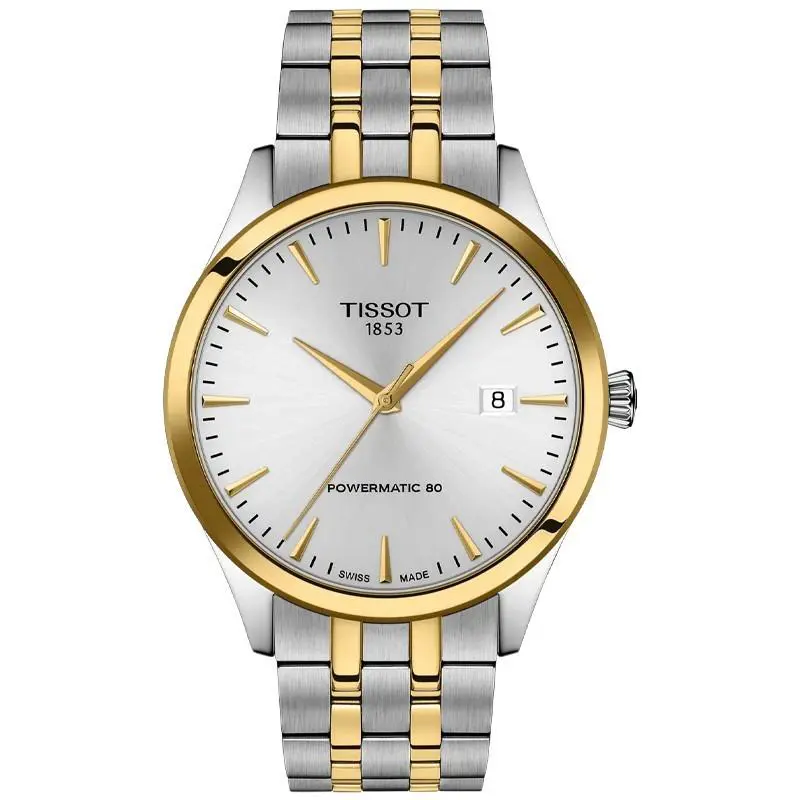 Tissot Classic Dream 40mm Silver Dial Men`s Watch T1584072203100 - Dial: Silver, Band: Gold, Silver, Bezel: Gold