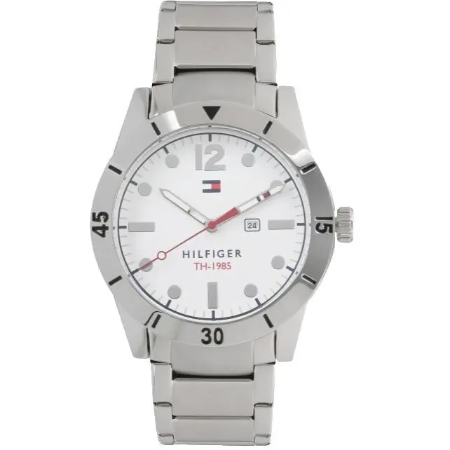 Tommy Hilfiger 1791441 White Dial Staineless Steel Silver Band 42MM Mens Watch