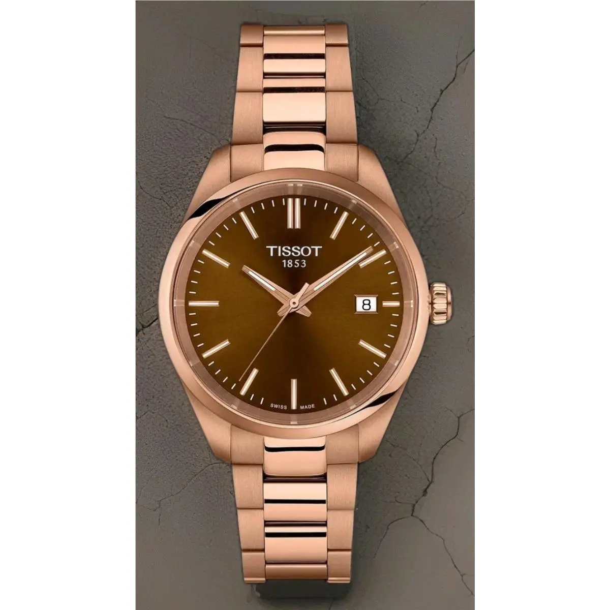 Tissot PR 100 Quartz 34mm Brown Dial Rose Gold Women`s Watch T150.210.33.291.00