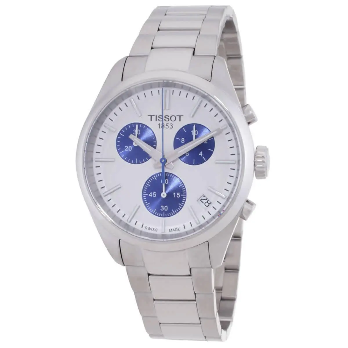 Tissot PR100 Chronograph Quartz White Dial Men`s Watch T150.417.11.011.00 - Dial: White, Band: Silver-tone, Bezel: Silver-tone