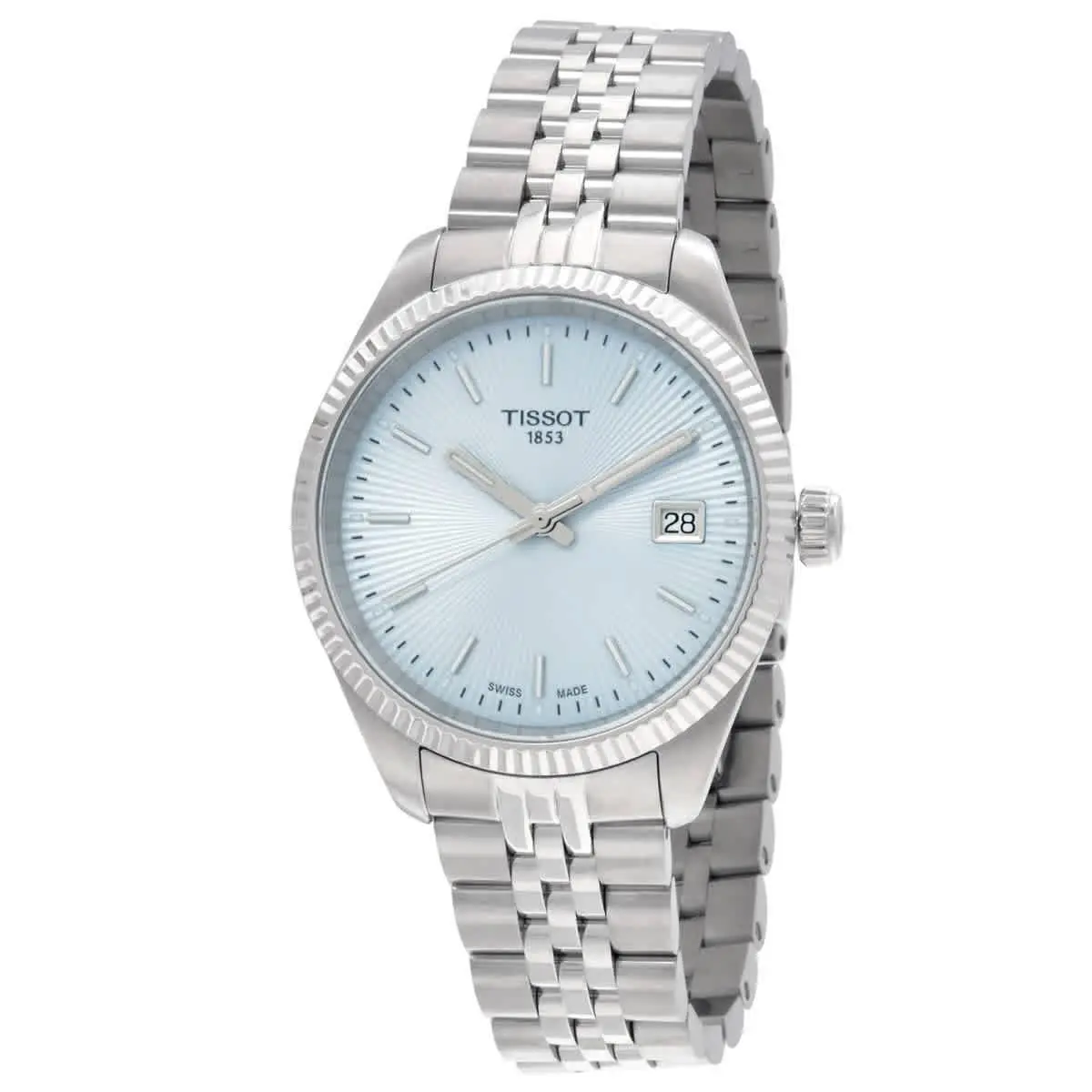 Tissot Ballade Quartz Ice Blue Ladies Watch T1562101135100 - Dial: Ice Blue, Band: Silver-tone, Bezel: Silver-tone