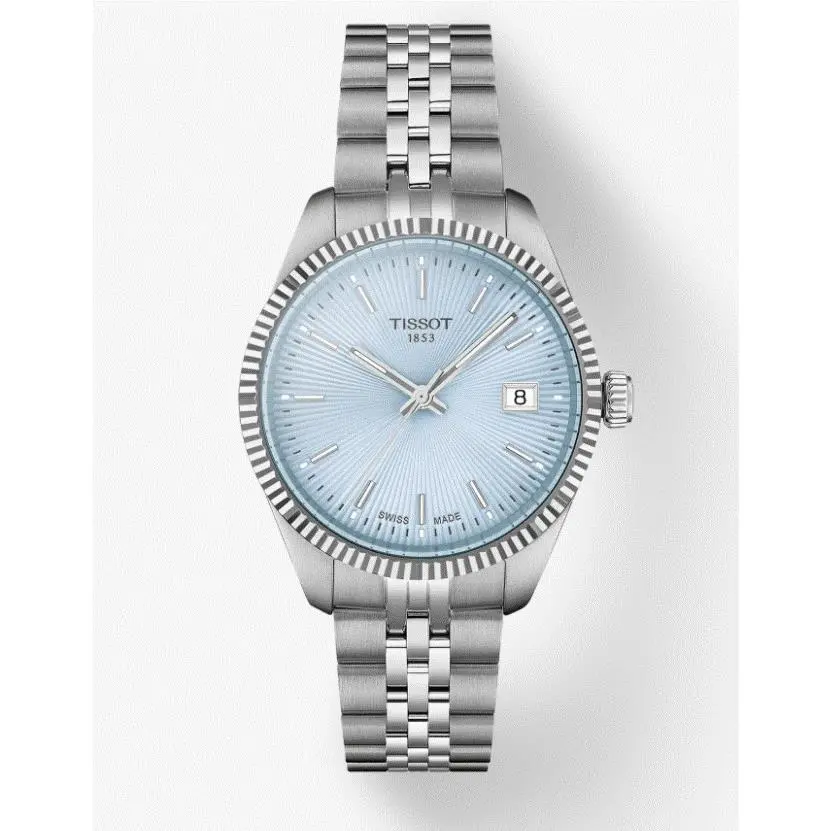 Tissot Ballade 34mm Classic Quartz Blue Dial Women`s Watch T1562101135100 - Dial: ice blue, Band: Silver, Bezel: Silver