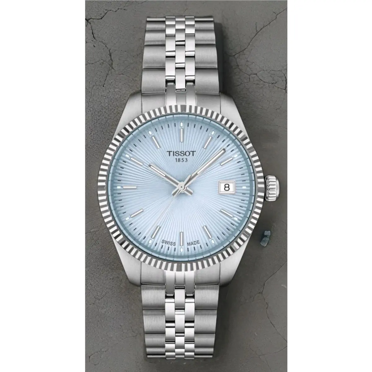 Tissot Ballade 34mm T156.210.11.351.00 Ice Blue Dial Quartz Watch - Dial: Blue, Ice Blue, Band: Silver, Bezel: Silver