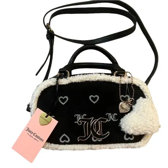 Juicy Couture Snuggle Box Satchel in Liquorice Crystal - Hardware: Gold, Exterior: Black