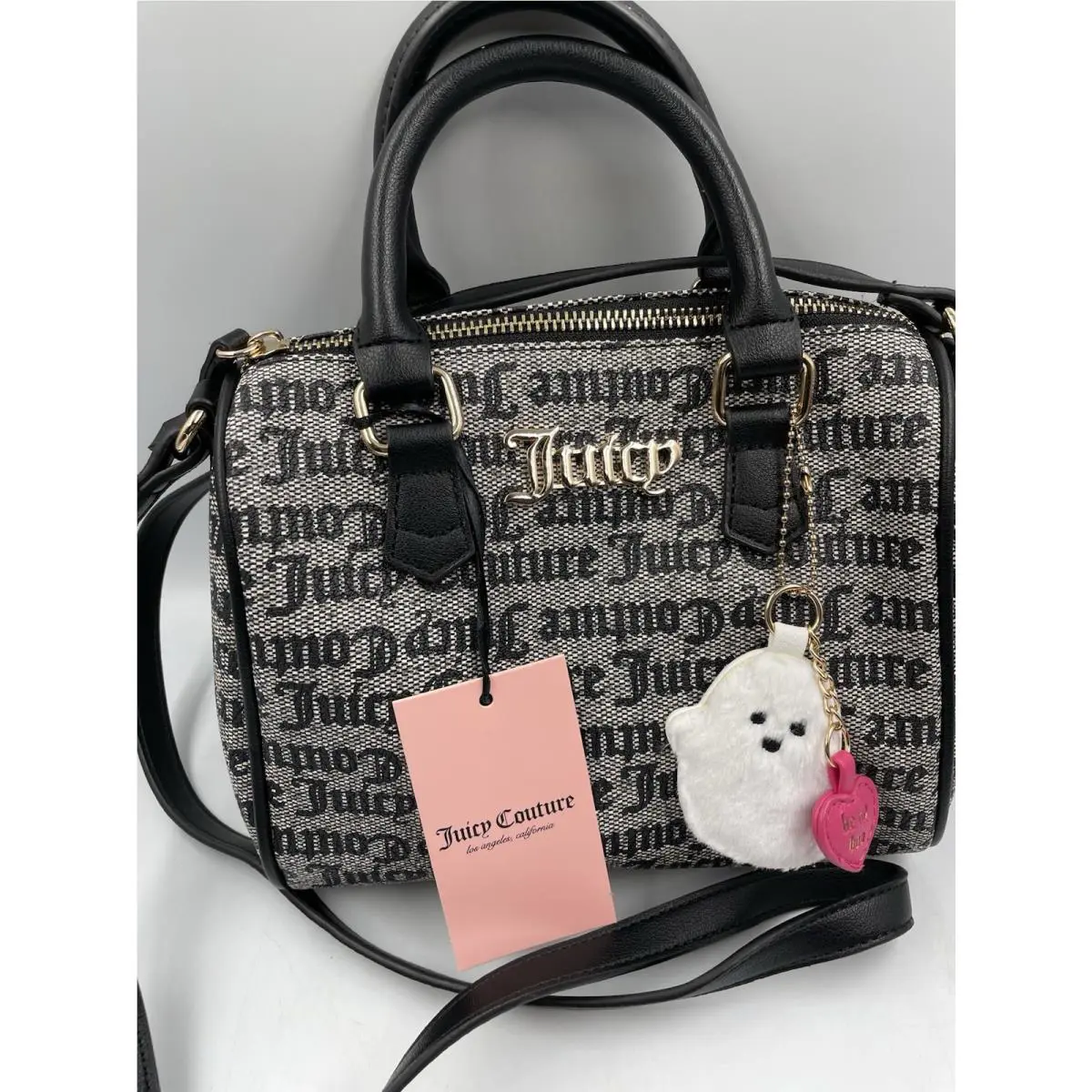 Juicy Couture Spooky Juicy Speedy Crossbody Black Logo Bag Ghost Charm