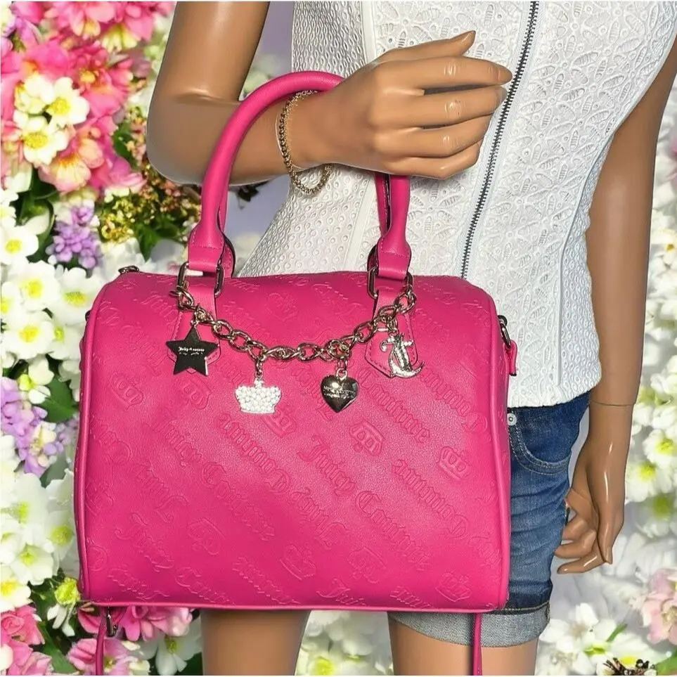 Juicy Couture Pink Flash Gothic Logo Not Your Babe Satchel Bag Purse