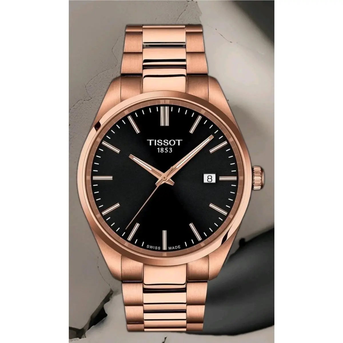 Tissot PR 100 40mm Black Dial Rose Gold Watch T150.410.33.051.00