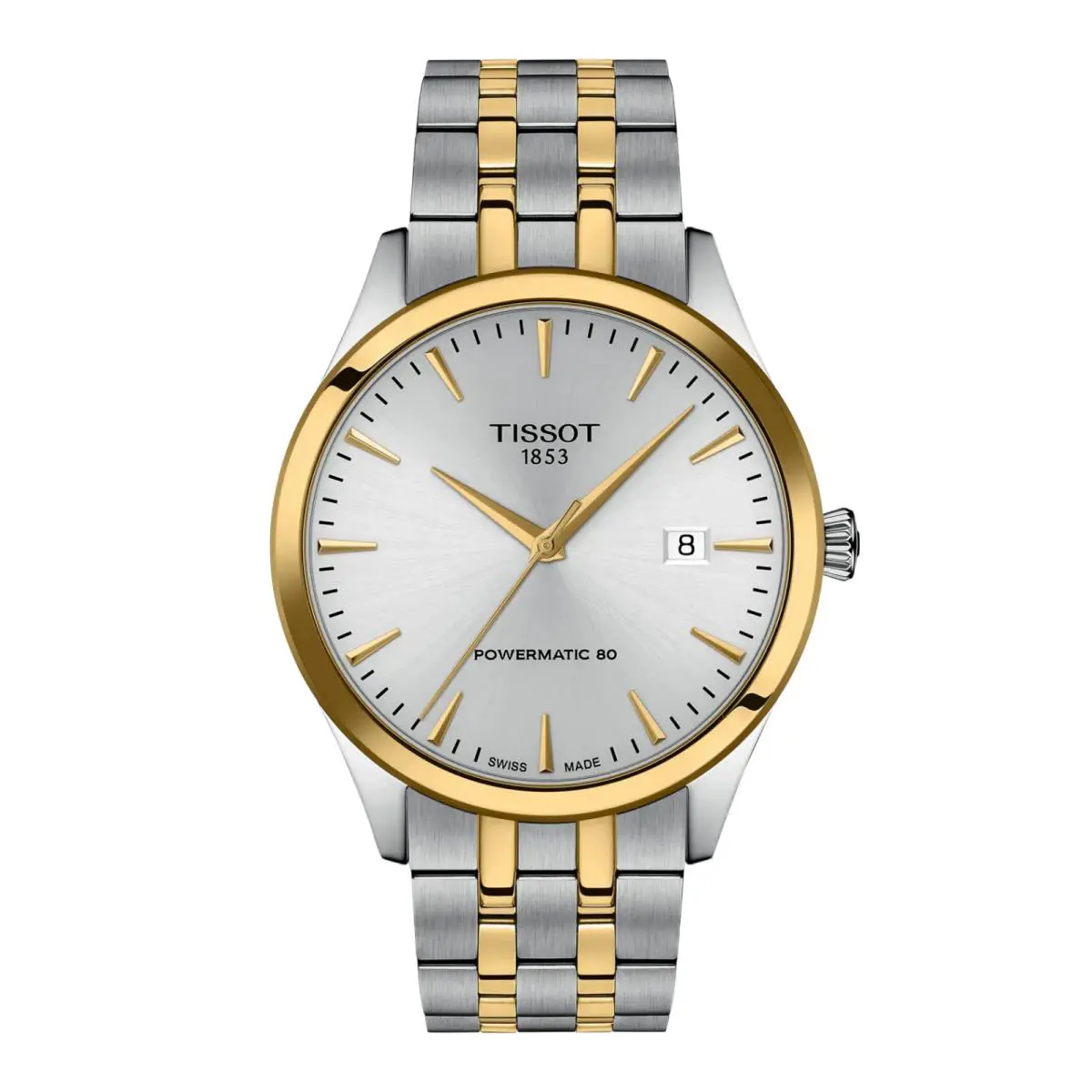 Tissot Classic Dream Auto Silver Dial Men`s Watch T1584072203100 - Dial: Silver, Band: Two-tone, Bezel: Gold