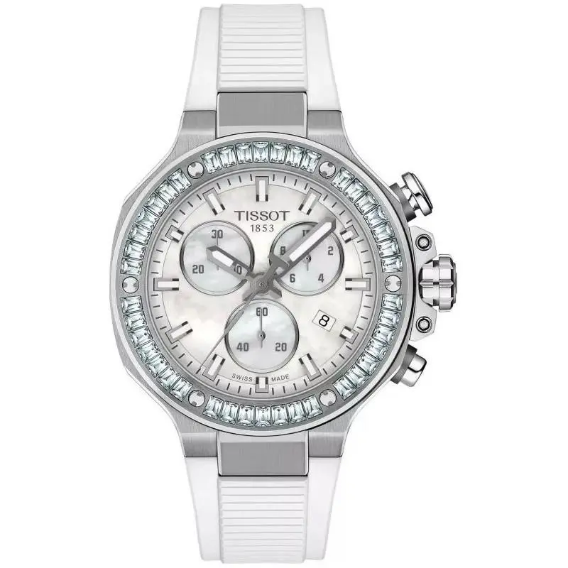 Tissot T-race 38mm Mop Dial Rubber Unisex Watch T1418179711100