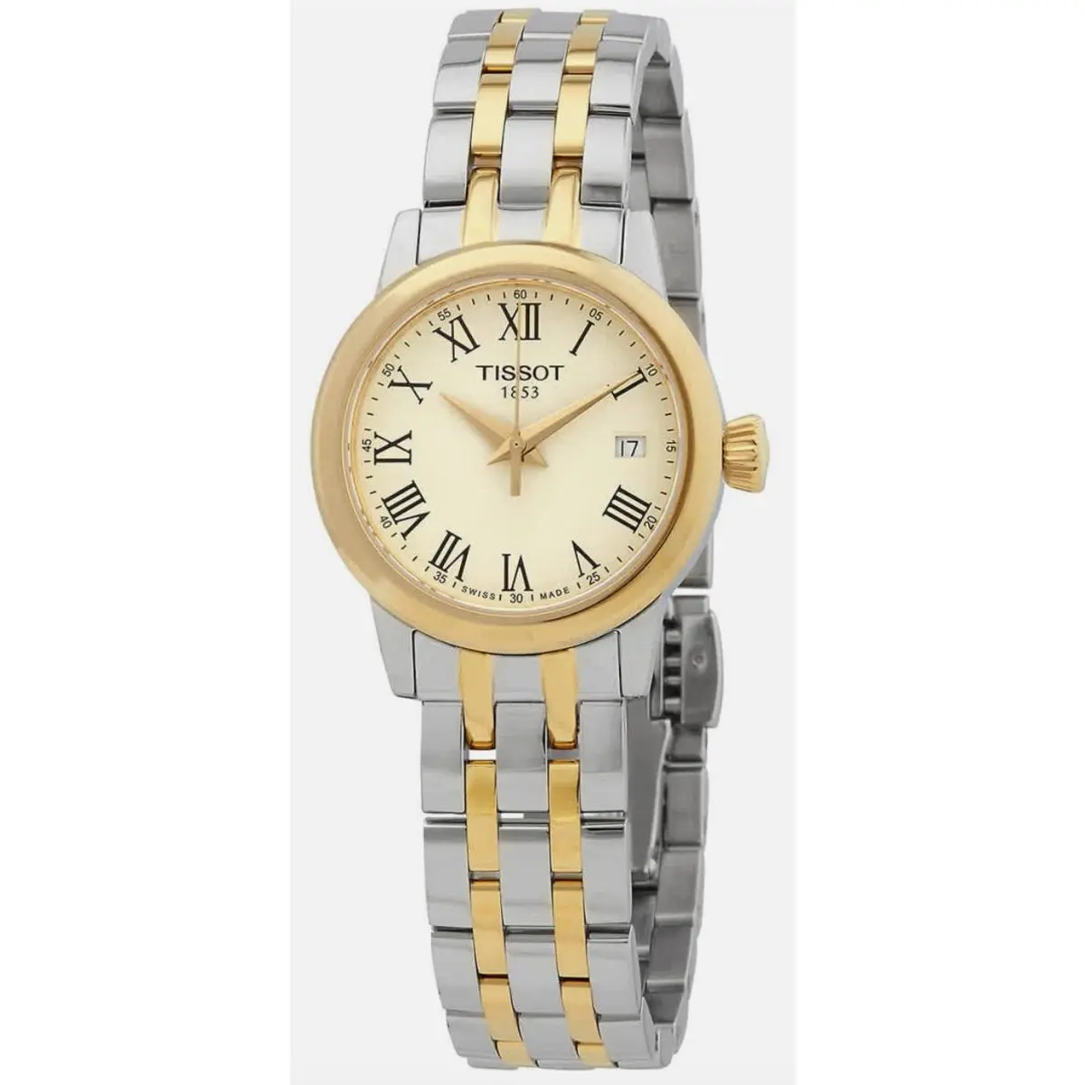 Tissot Classic Dream Quartz Ivory Dial Ladies Watch T129.210.22.263.00 - Dial: Ivory, Band: Silver, Gold, Bezel: Gold