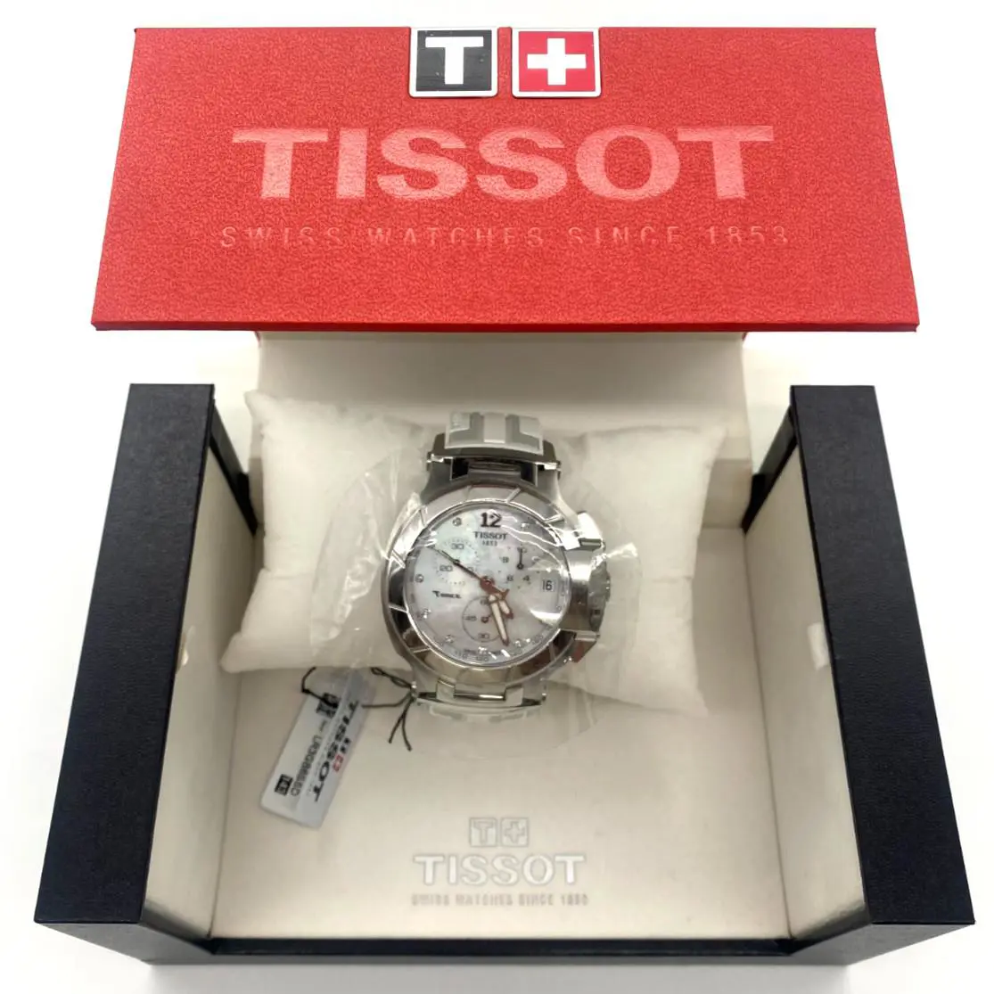 Tissot T-race T048417A White Mother of Pearl Dial w/ Diamonds -39mm Watch
