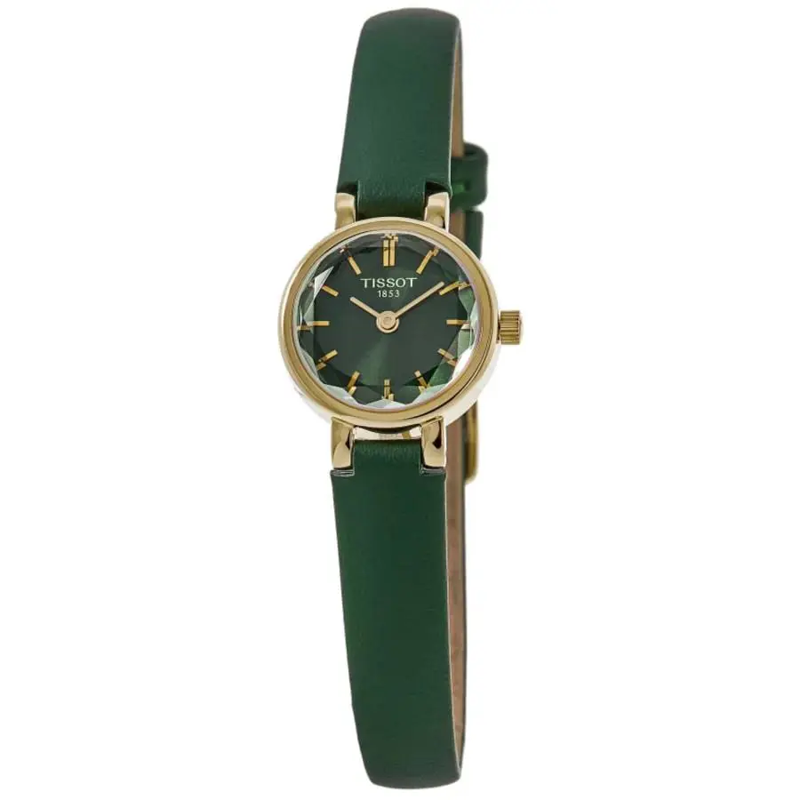 Tissot Lovely Round Green Dial Leather Women`s Watch T140.009.36.091.00 - Face: Green, Dial: Green, Band: Green