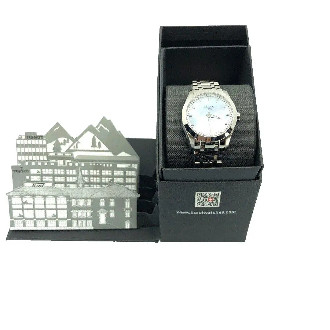 Tissot Fashion Wristwatch Silver Bracelet Band Pearl Multi Color
