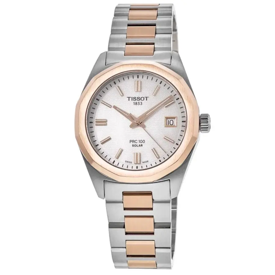Tissot PRC100 Solar White Mother of Pearl Women`s Watch T151.822.22.111.00 - Face: Mother of Pearl, Dial: Mother of Pearl, Band: Silver
