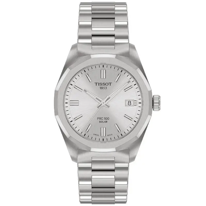 Tissot Prc 100 Solar 34mm Silver Dial Women`s Watch T1518221103100