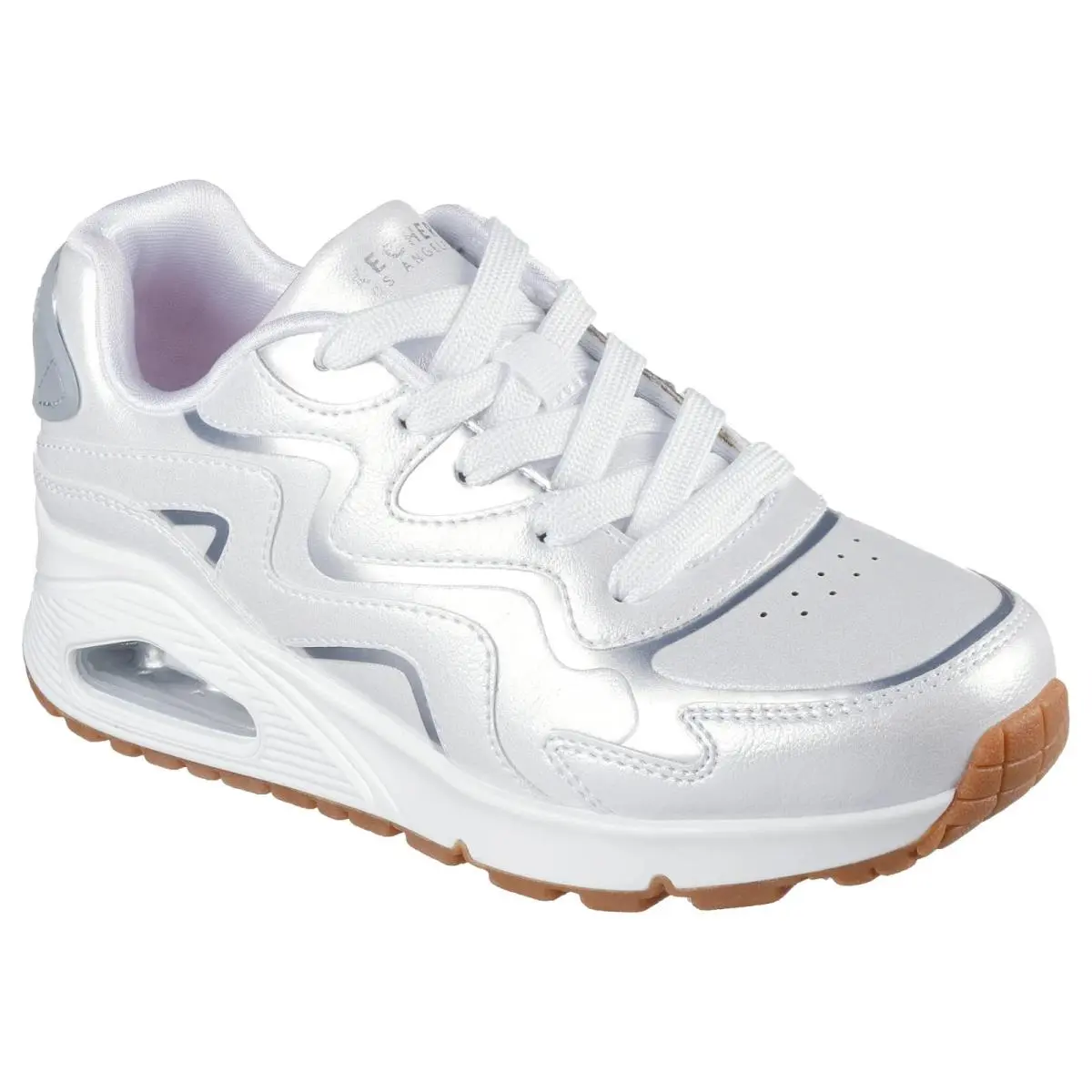 Skechers Uno Gen1 - Wavy Shimmer 310322L-WSL Kid 12.5 White Silver Shoes GAL1140