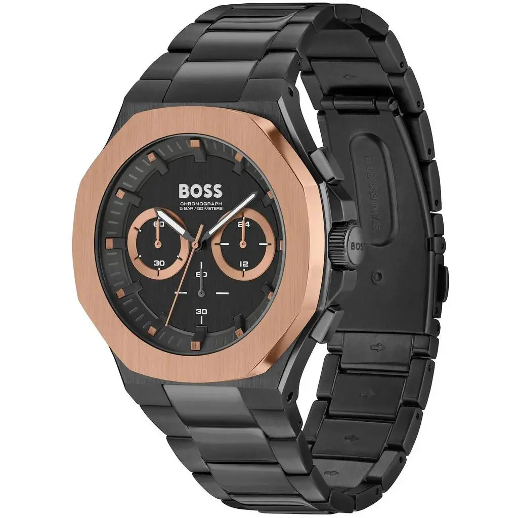 Hugo Boss Taper 1514090 45 mm Chronograph – Black Dial with Black Bracelet