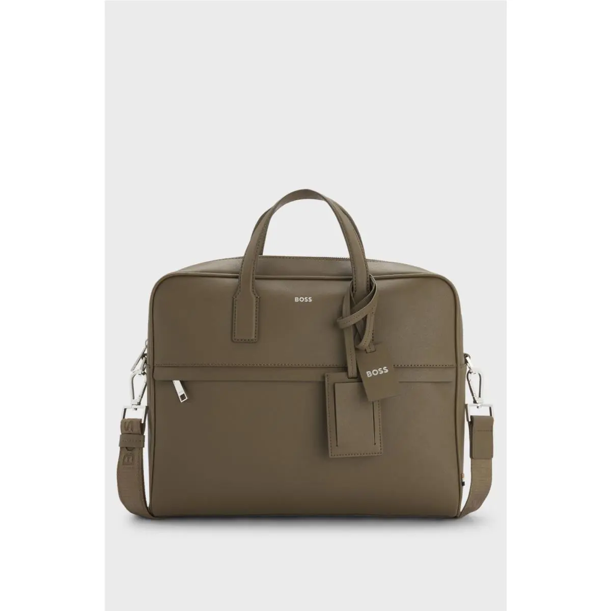 Boss Zair Structured Document Case with Foil Print Logo Khaki