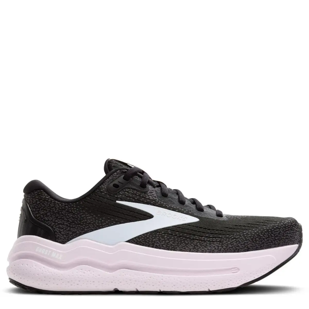 Brooks Ghost Max 2 Neutral Run Walk Shoes Women`s Size 6.5 - Black / White / Orchid Ice
