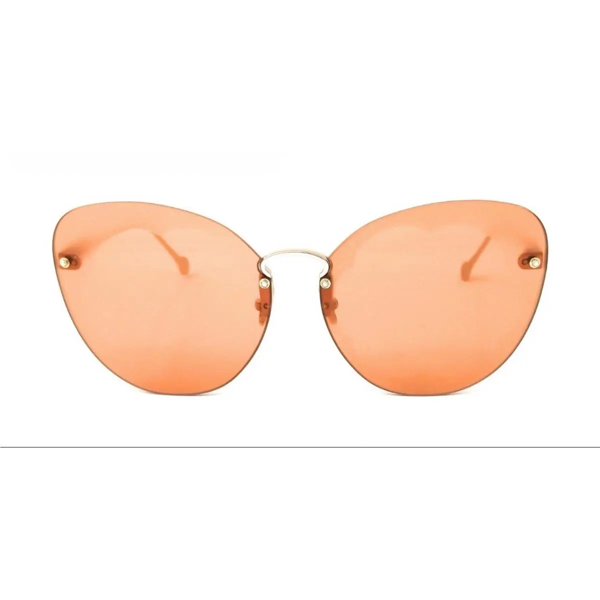 Salvatore Ferragamo SF178S Fiore 719 Shiny Gold Pumpkin Lens Rimless Cat Eye