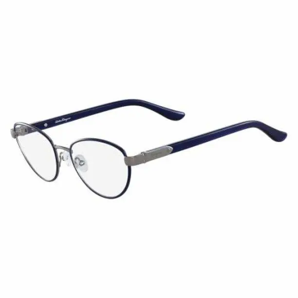 Salvatore Ferragamo SF2145 036 Shiny Ruthenium/blue 52mm 18 140
