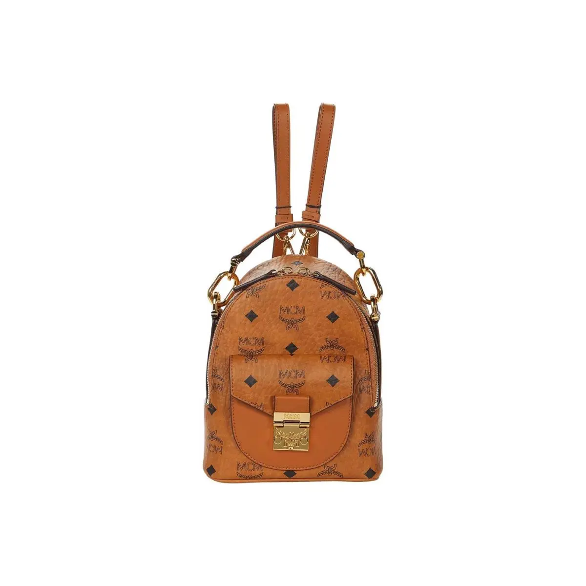 Mcm Patricia Visetos Mini Backpack Cognac