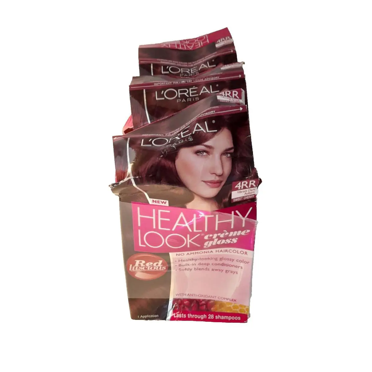 Lot of 3 L`oreal Healthy Look Haircolor 4RR Vibrant Dark Auburn/ Sweet Cherry