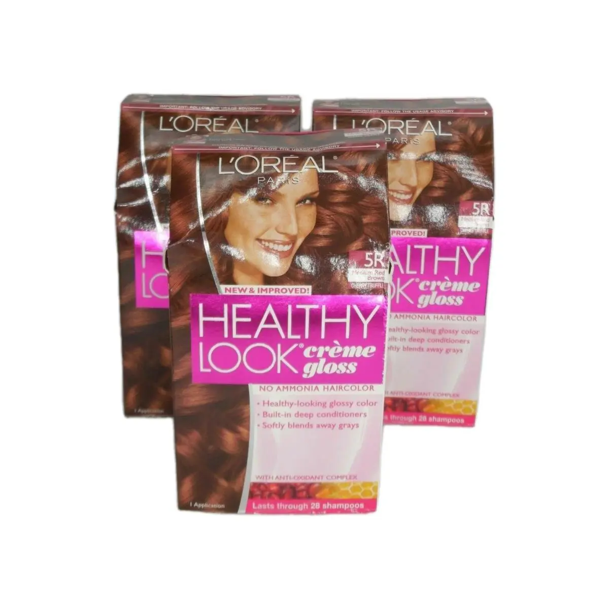 Lot of 4 L`oreal Healthy Look Haircolor 5R Medium Red Brown Cherry Truffle