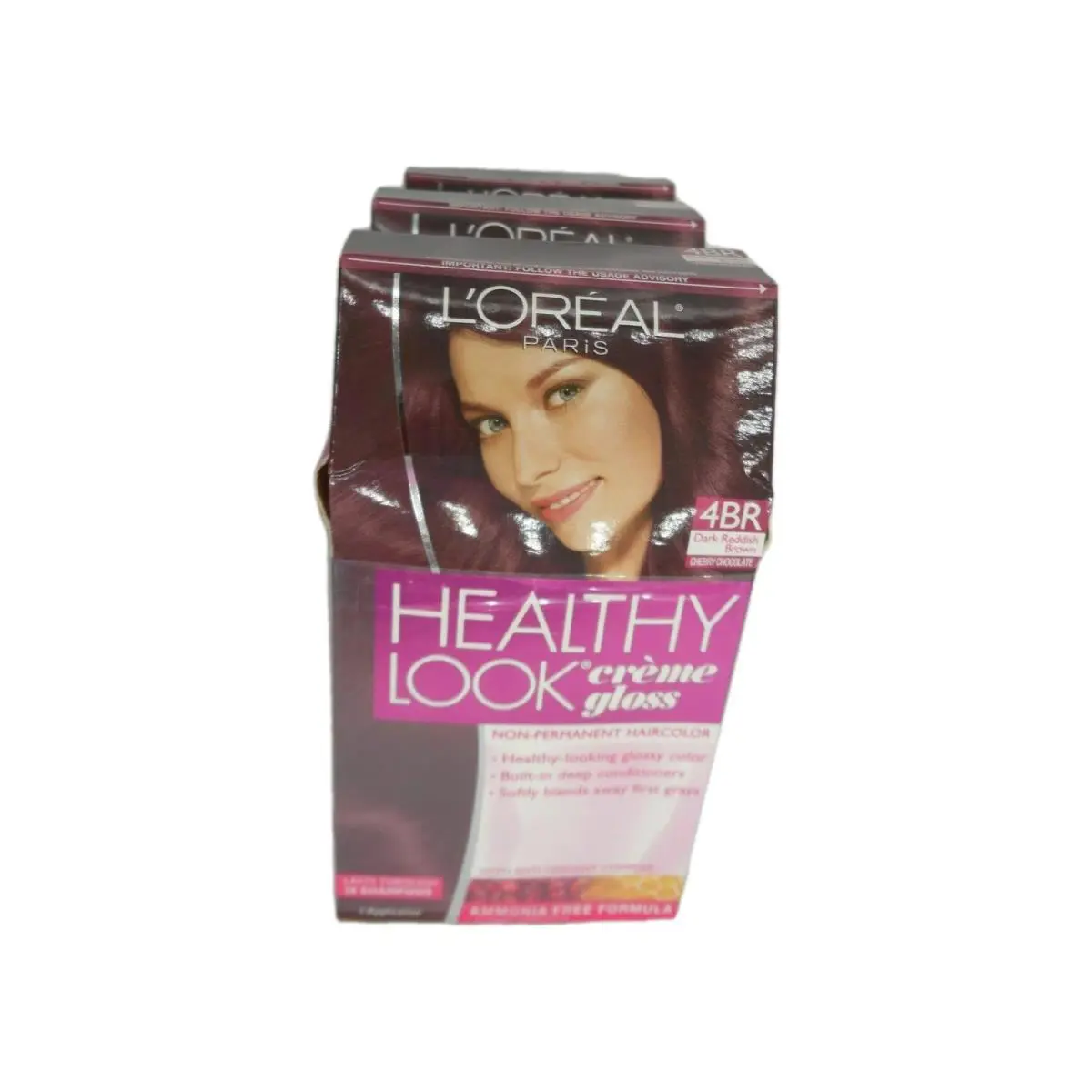 Lot of 3 L`oreal Healthy Look Haircolor 4BR Dark Reddish Brown Cherry Chocolate