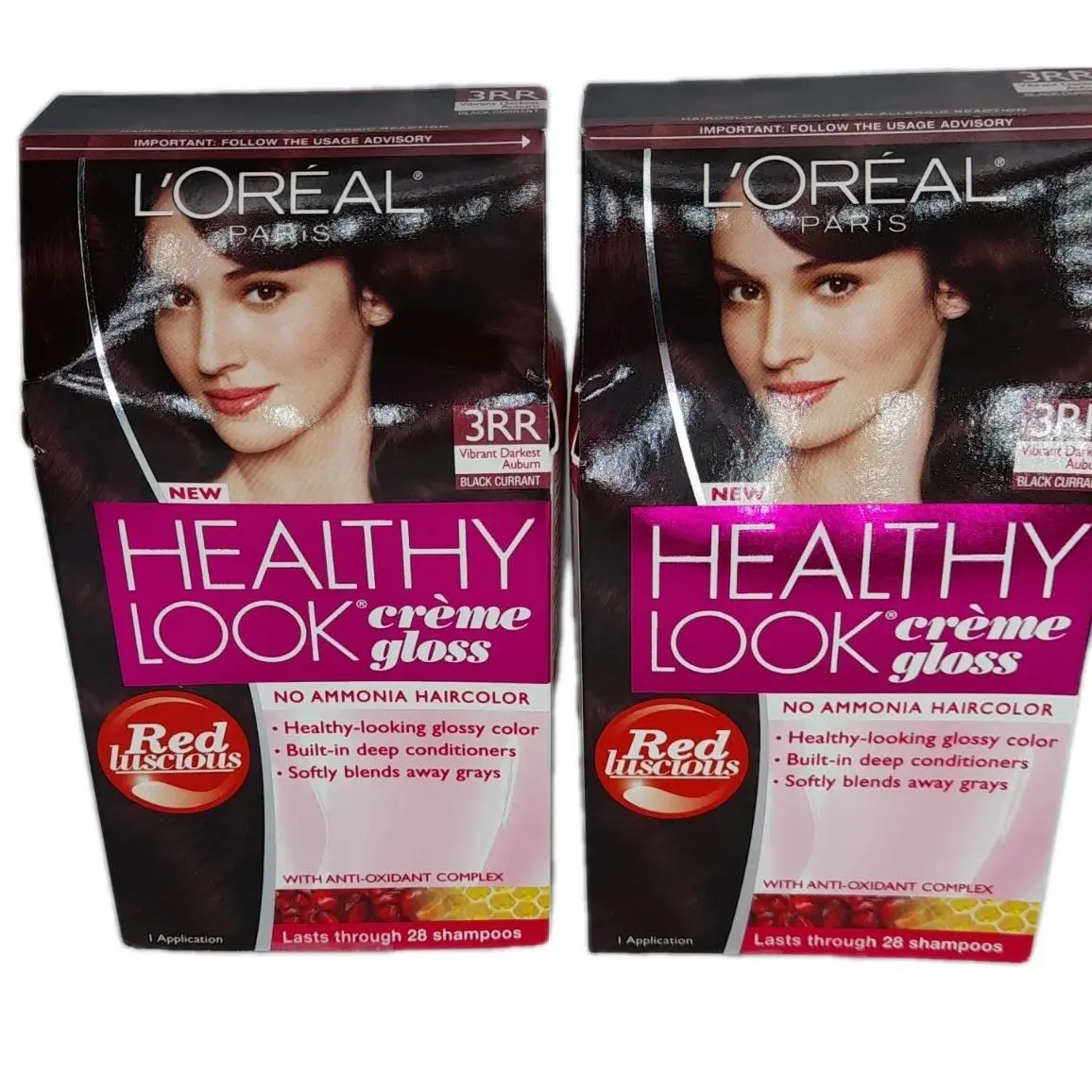 Lot of 2 L`oreal Health Look Haircolor 3RR Vibrant Darkest Auburn Black Currant