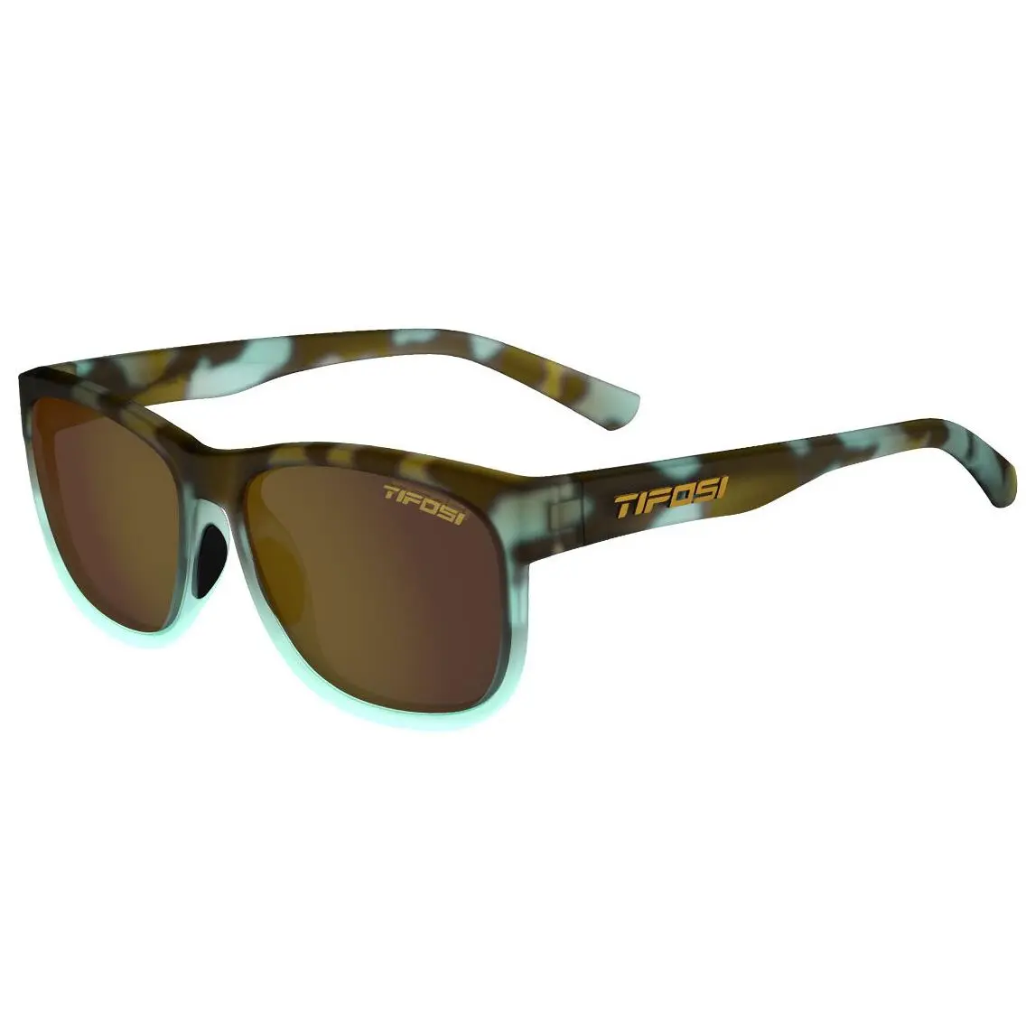 Swank XL Blackout Blue Pink Tortoise Woodgrain Brown Polarized Sunglasses Blue Tortoise Brown Lens by Tifosi