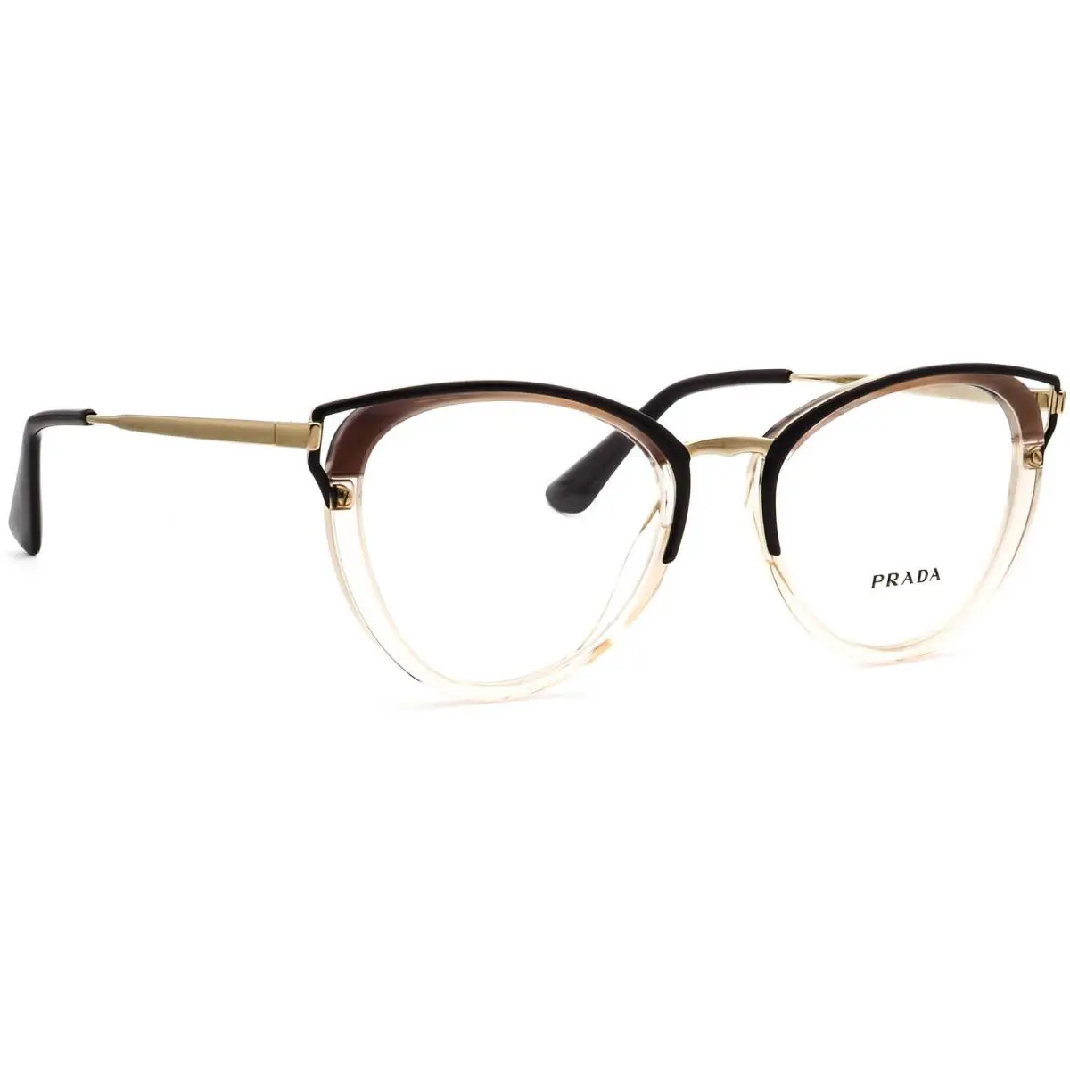 Prada Eyeglasses Vpr 53U LMN-1O1 Brown Fade/gold Cat Eye Frame Italy 50 19 145