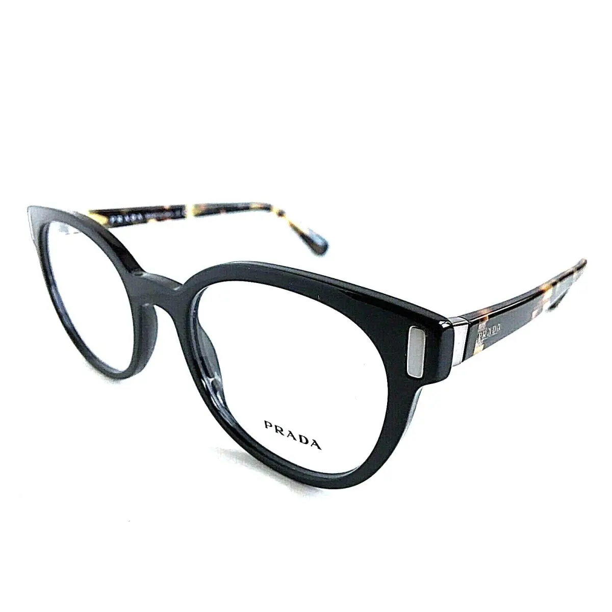 Prada Vpr 06T 1AB-1O1 50mm Round Black Women`s Eyeglasses Frame Italy