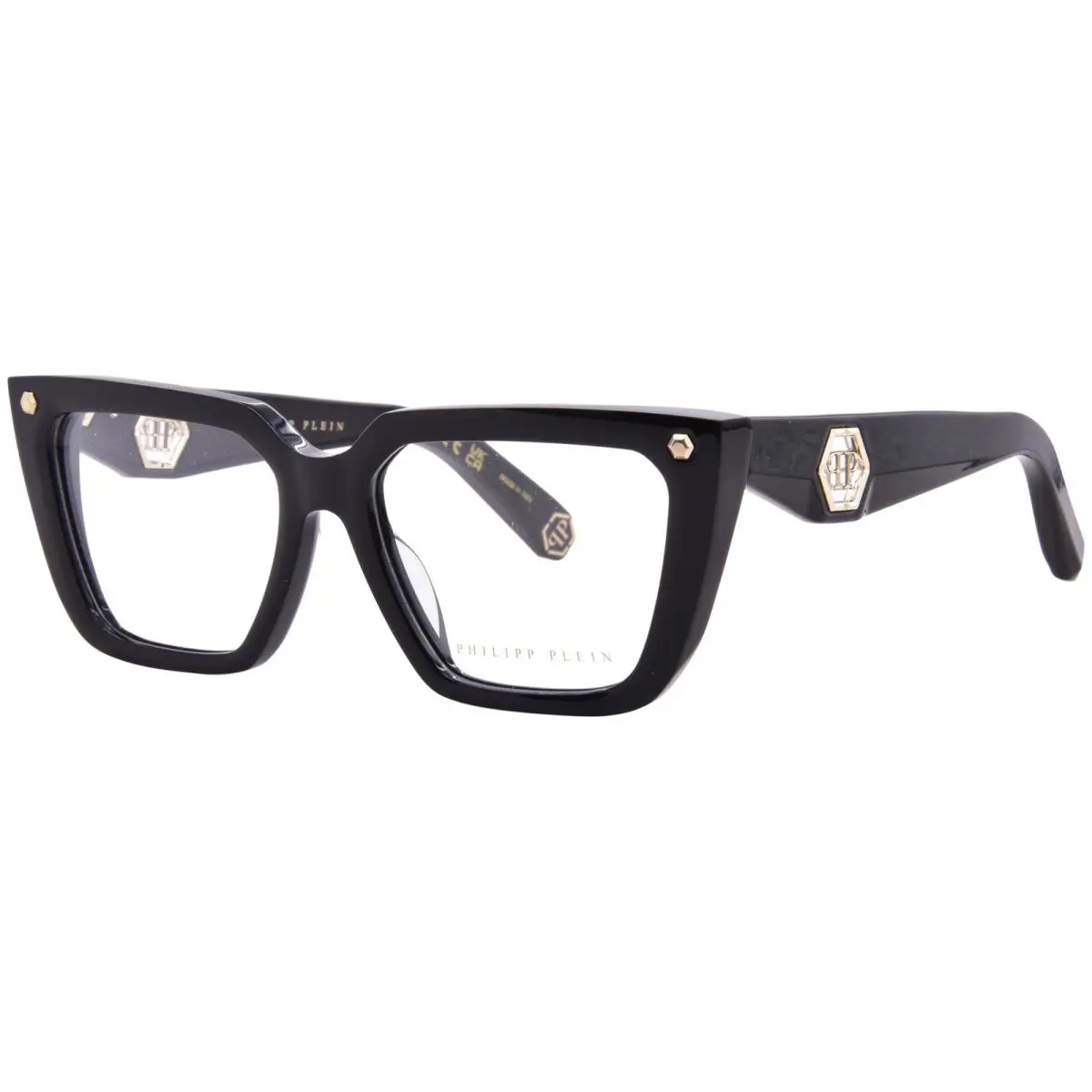Philipp Plein VPP191 0700 Eyeglasses Women`s Shiny Black Full Rim 55mm