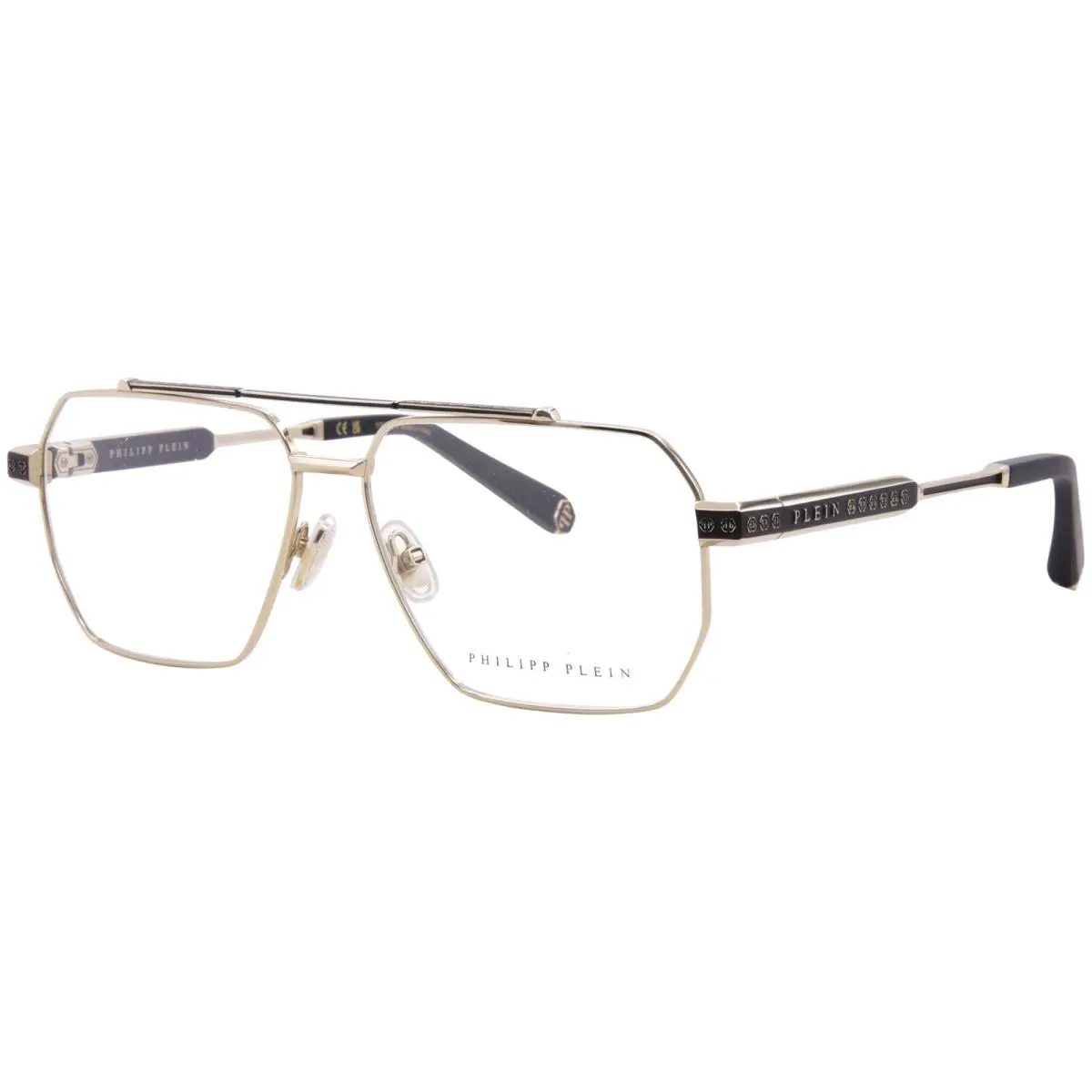 Philipp Plein VPP157M 0302 Eyeglasses Men`s Rose Gold/black Full Rim 58mm