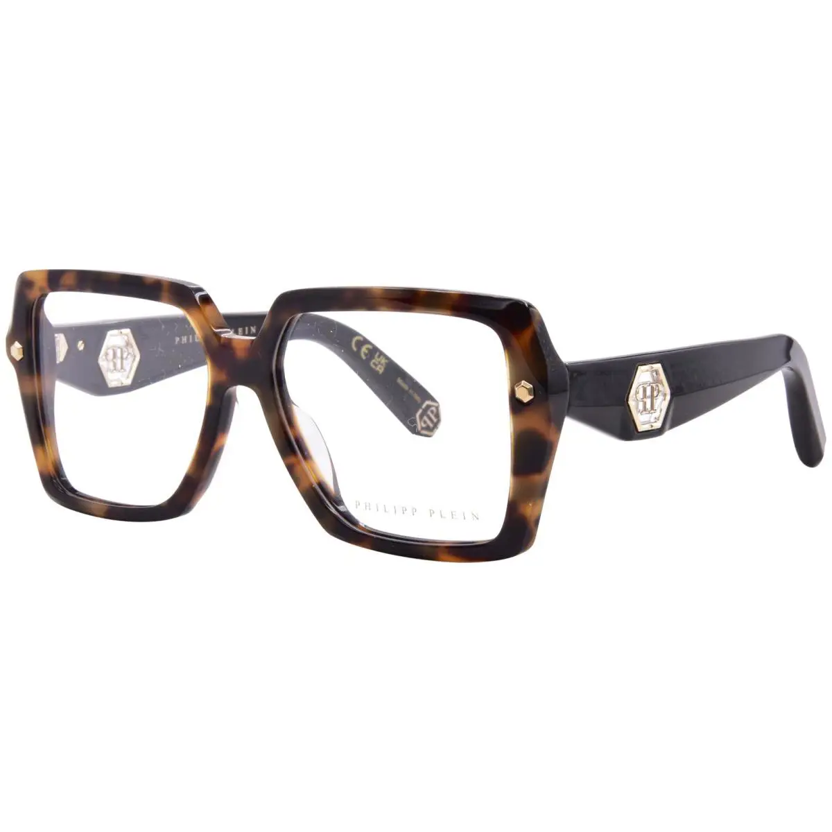 Philipp Plein VPP192 0779 Eyeglasses Women`s Shiny Yellow/havana Full Rim 55mm - Frame: Brown