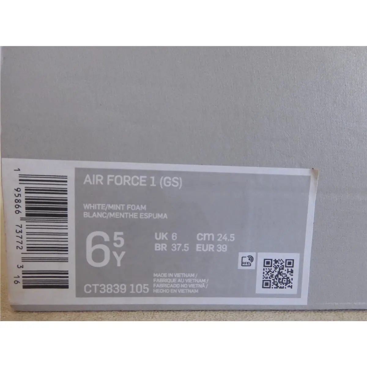 Nike shoes - Nike Air Force 1 GS - CT3839-105 - White (UPC: 195866737723) 3