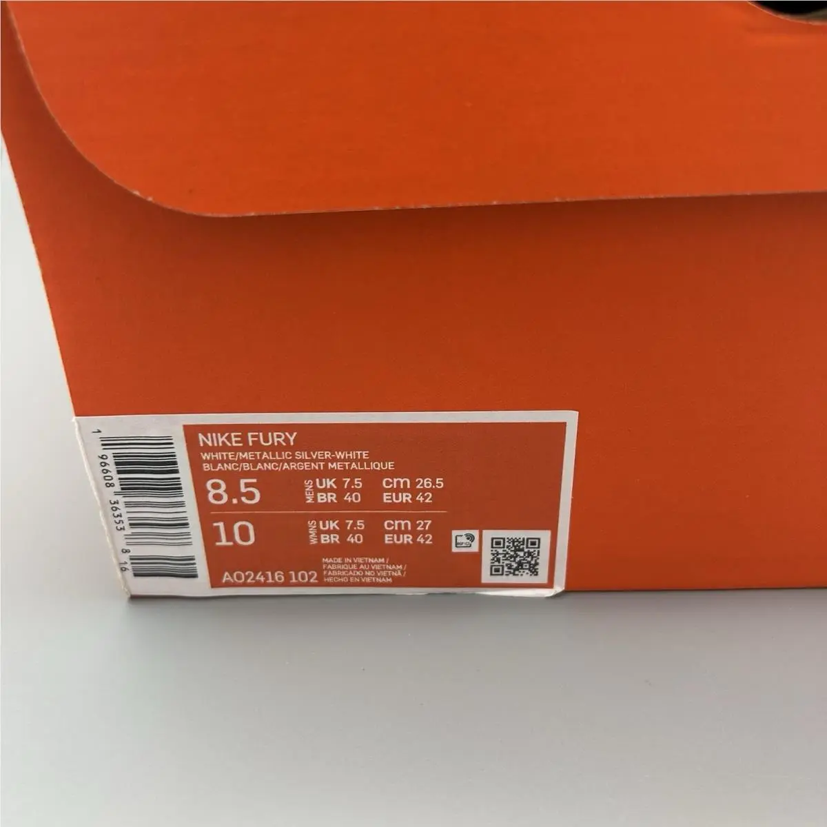 Nike shoes - Nike Fury - Fury - AO2416-102 - White, Manufacturer: White/White/Metallic Silver 13