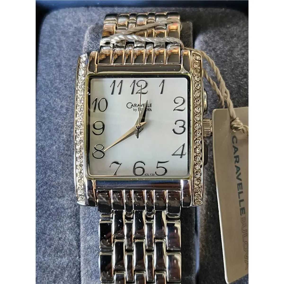 Caravelle by Bullova Women`s Dress Square Mother Of Pearl Dial-new