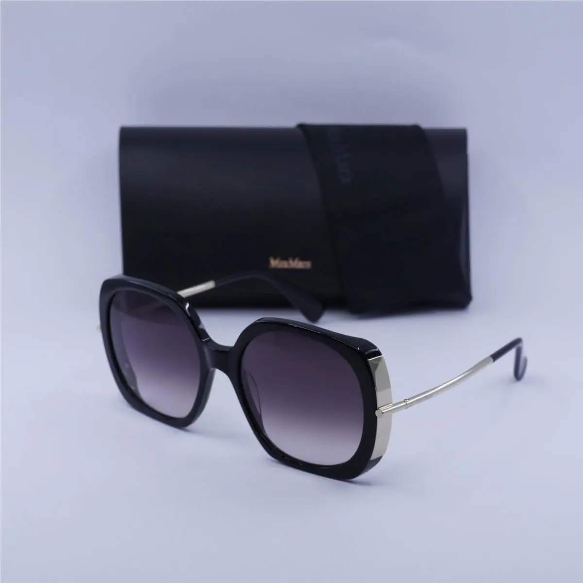 Max Mara MM0079 01B Shiny Black/smoke Gradient 58-19-135 Sunglasses