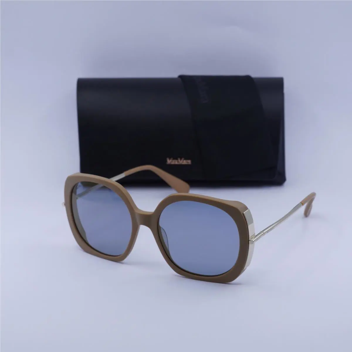 Max Mara MM0079 46X Matte Light Brown/blue Mirror 58-19-135 Sunglasses