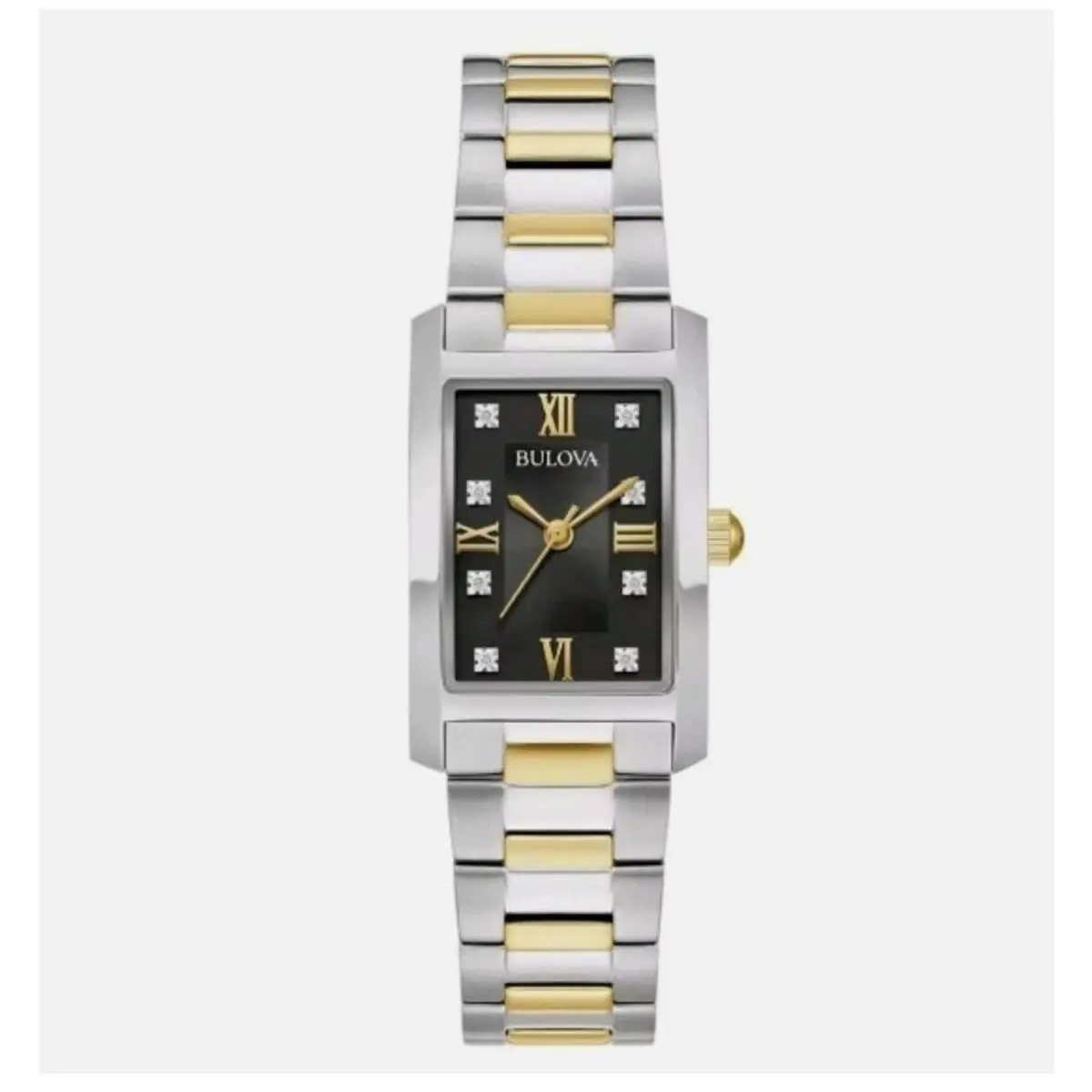 Classic 98P230 Black Dial Diamond Two Tone Stainless Steel Watch by Bulova