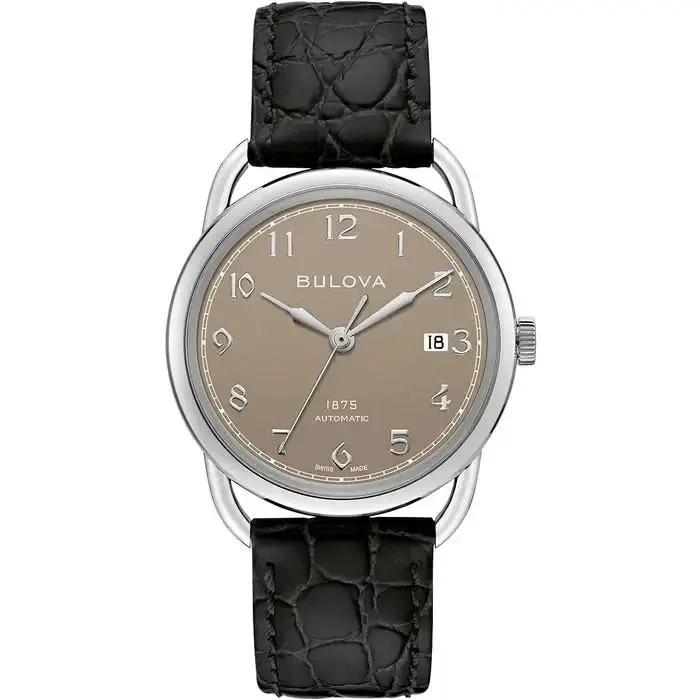 Limited Edition Commodore 39MM Automatic Black Leather Watch 96B324 by Bulova