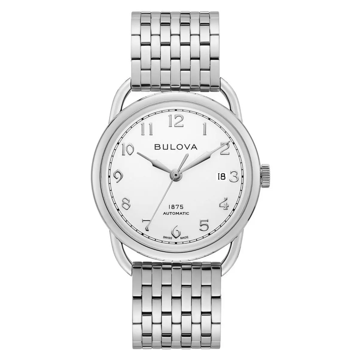 Bulova Joseph Silver Commodore Automatic Limited Edition Clasic Watch 96B326 - Dial: Silver, Band: Black, Bezel: Silver