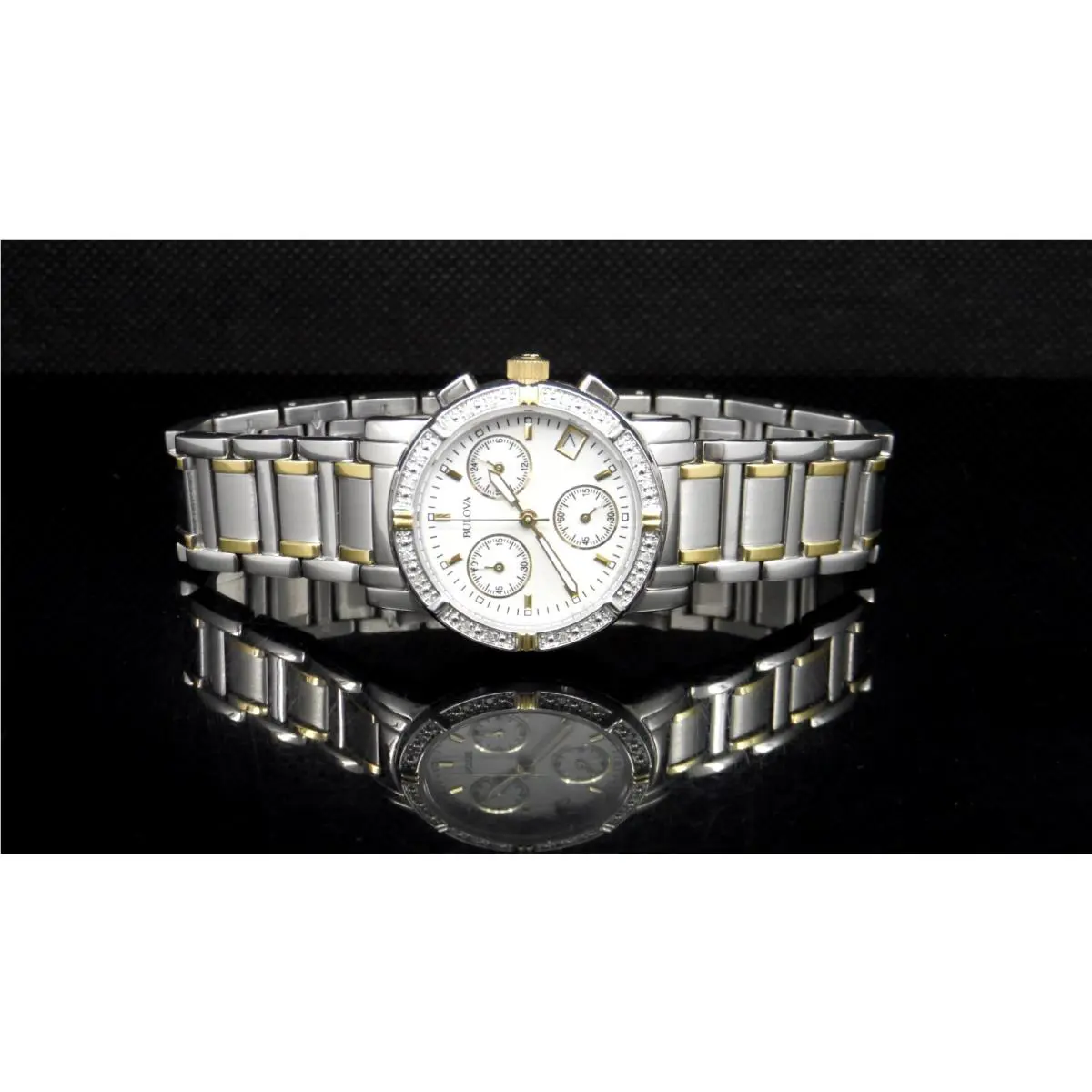 Bulova 98R98 Diamond Chronograph Stainless Steel Two-tone Ladies Watch