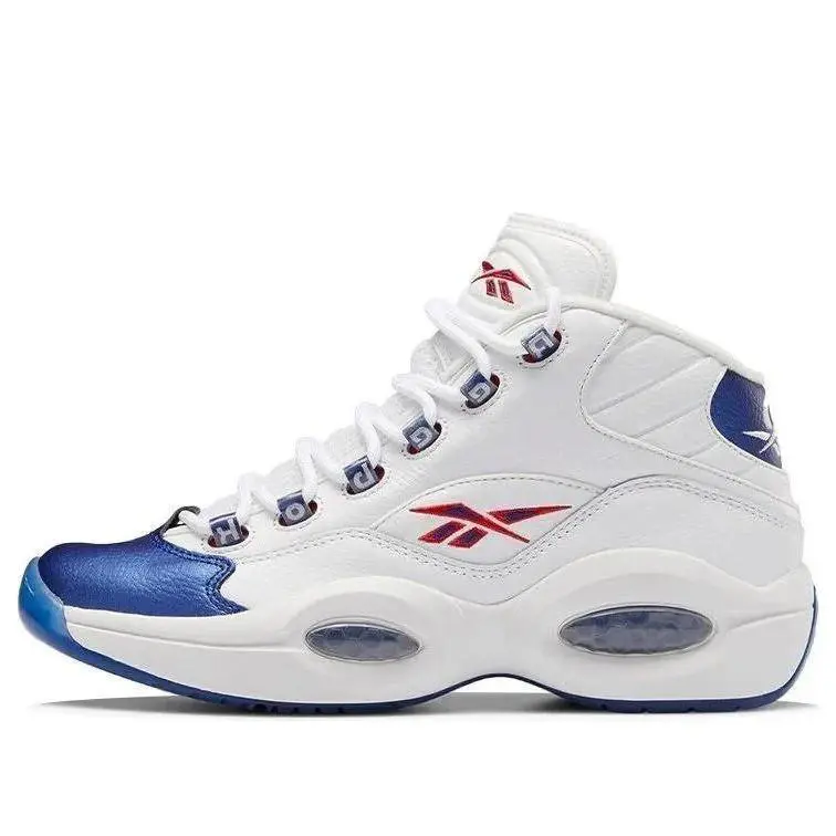 Reebok Question Mid Blue Toe 2022 Allen Iverson Men Basketball Shoes Size 7.5 - White