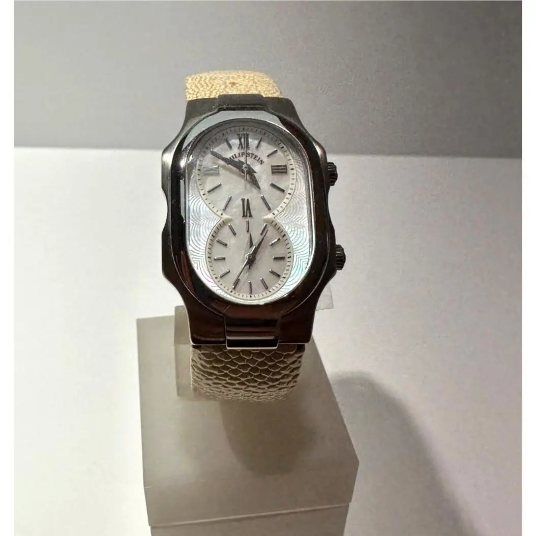 Philip Stein Signature Small Watch with Silver Patent Leather Strap 1-CMOP